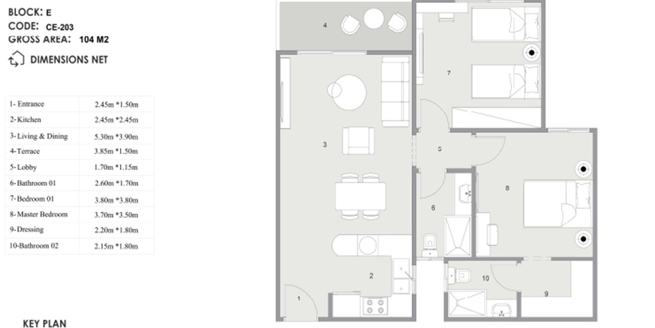 Clan Residence Hurghada 3 Bedroom layout